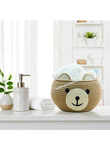 Textile and Beyond boho home decor box Kids rope storage book shelf jute fruits basket laundry clothes bag toys gift hamper baby tray bucket organizer for new born living room boys girls teddy bear