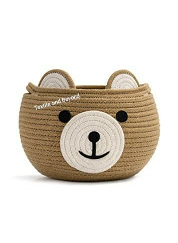 Textile and Beyond boho home decor box Kids rope storage book shelf jute fruits basket laundry clothes bag toys gift hamper baby tray bucket organizer for new born living room boys girls teddy bear
