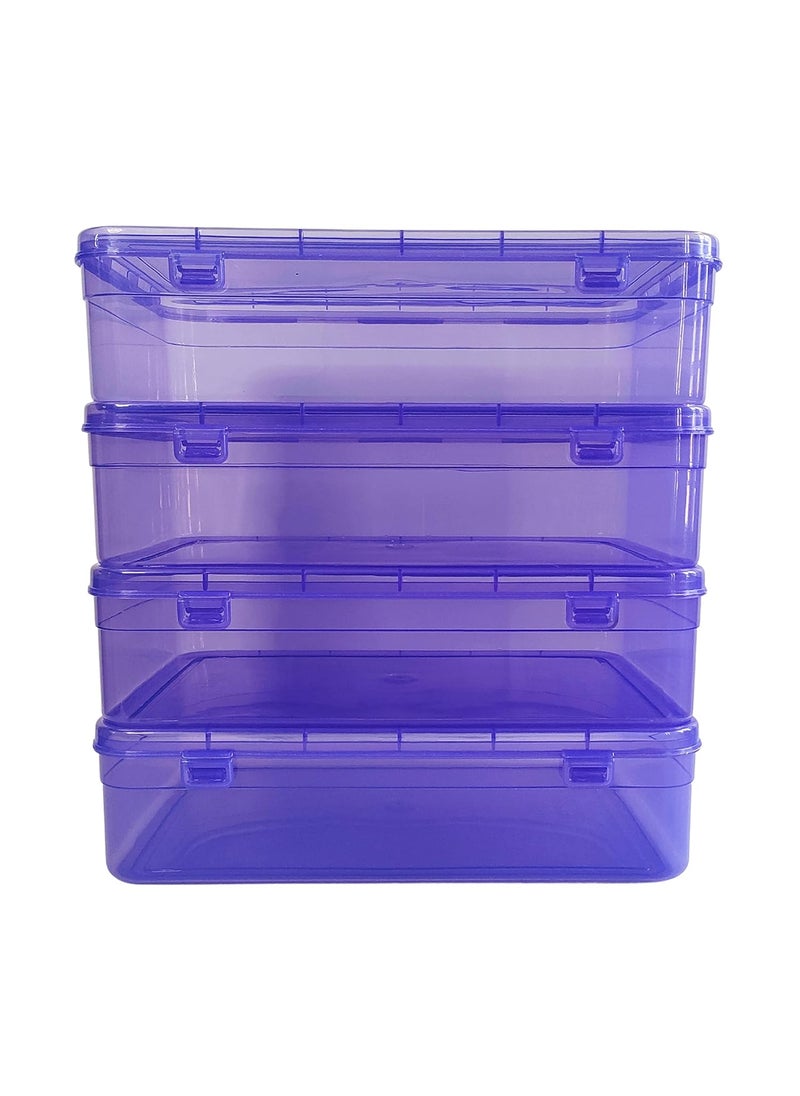 Feliz Purple Coloured Plastic Large Storage Boxes Size 115x75x275 inches Set of 4 Rectangular