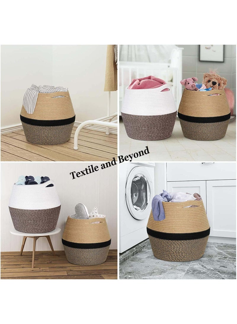 Textile and Beyond Boho Home Decor Small Box Rope Storage Organizer Jute Basket for Fruits Laundry Toy Gift Hamper Baby Tray for Living Room Kitchen Washroom G2
