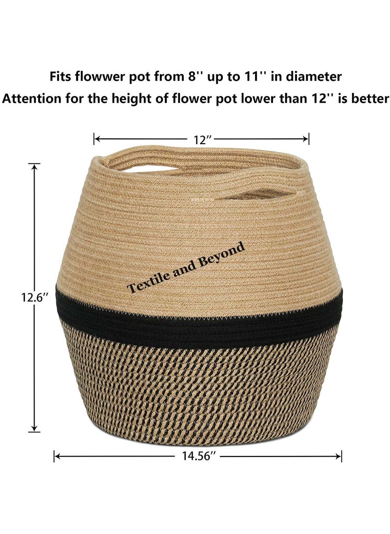 Textile and Beyond Boho Home Decor Small Box Rope Storage Organizer Jute Basket for Fruits Laundry Toy Gift Hamper Baby Tray for Living Room Kitchen Washroom G2