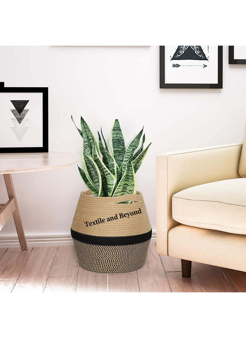 Textile and Beyond Boho Home Decor Small Box Rope Storage Organizer Jute Basket for Fruits Laundry Toy Gift Hamper Baby Tray for Living Room Kitchen Washroom G2