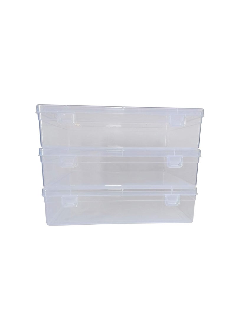 Feliz Rectangular Plastic Extra Large Storage Boxes Size 1225x925x275 inches Clear Set of 3
