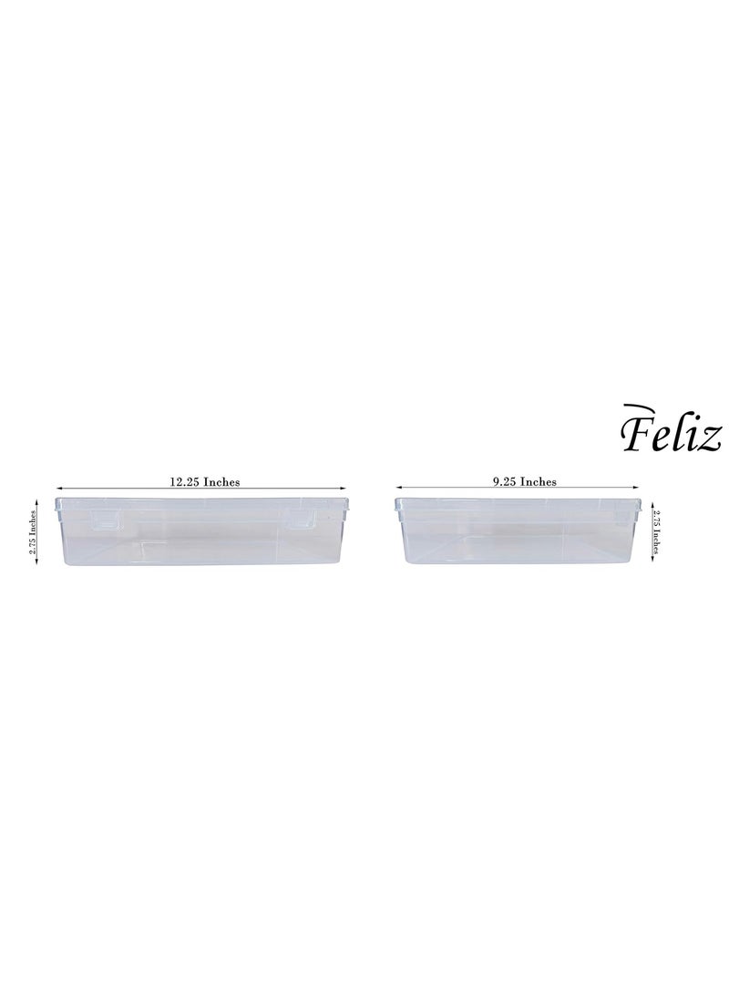 Feliz Rectangular Plastic Extra Large Storage Boxes Size 1225x925x275 inches Clear Set of 3