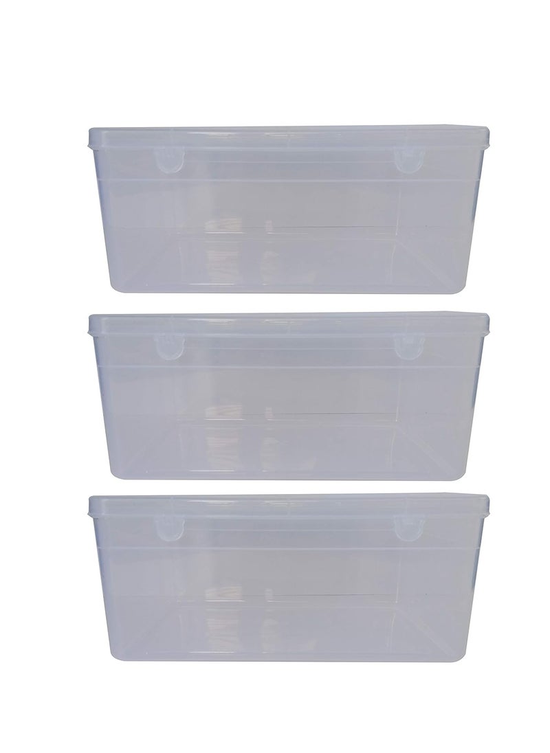 Feliz Clear Plastic Extra Large Storage Box Set of 3 Size 115 x 775 x 5 inches Transparent Rectangular