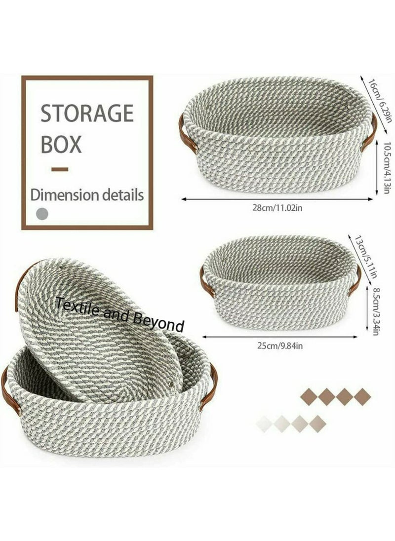 Textile and Beyond boho home decor small box rope storage book shelf jute fruits planter basket laundry cloth bag toy gift hamper baby tray bucket organizer for living room kitchen washroom set of 2