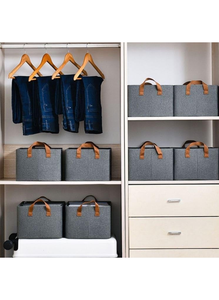 DAREV Collapsible Fabric Storage Cubes Organizer with Handles Foldable Storage Baskets for Organizing Toys Books Shelves Closet Large Storage Box with Handles GreyPack of 4