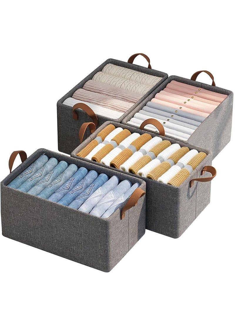 DAREV Collapsible Fabric Storage Cubes Organizer with Handles Foldable Storage Baskets for Organizing Toys Books Shelves Closet Large Storage Box with Handles GreyPack of 4