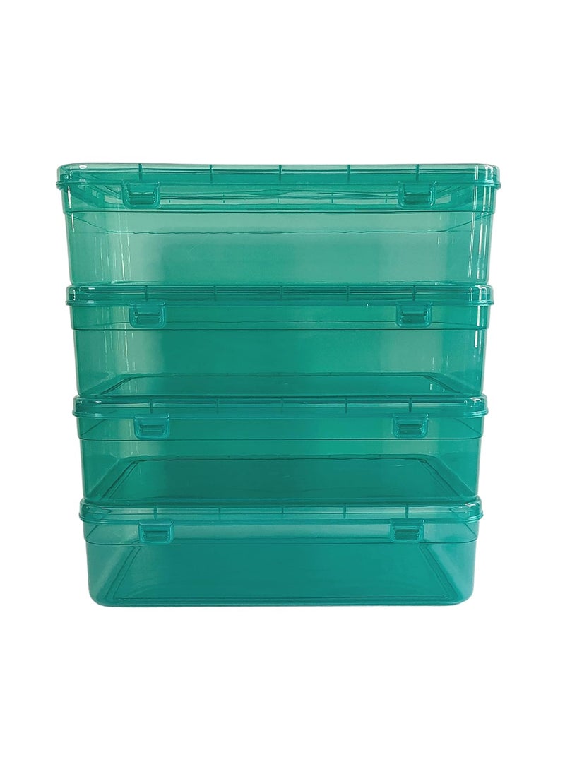 Feliz Green Coloured Plastic Large Storage Boxes Size 115x75x275 inches Set of 4 Rectangular