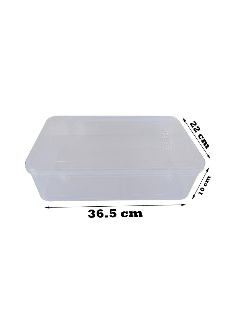 Feliz Clear Plastic Extra Large Storage Boxes Set of 2 Size 365 x 22 x 10 cm Transparent Rectangular