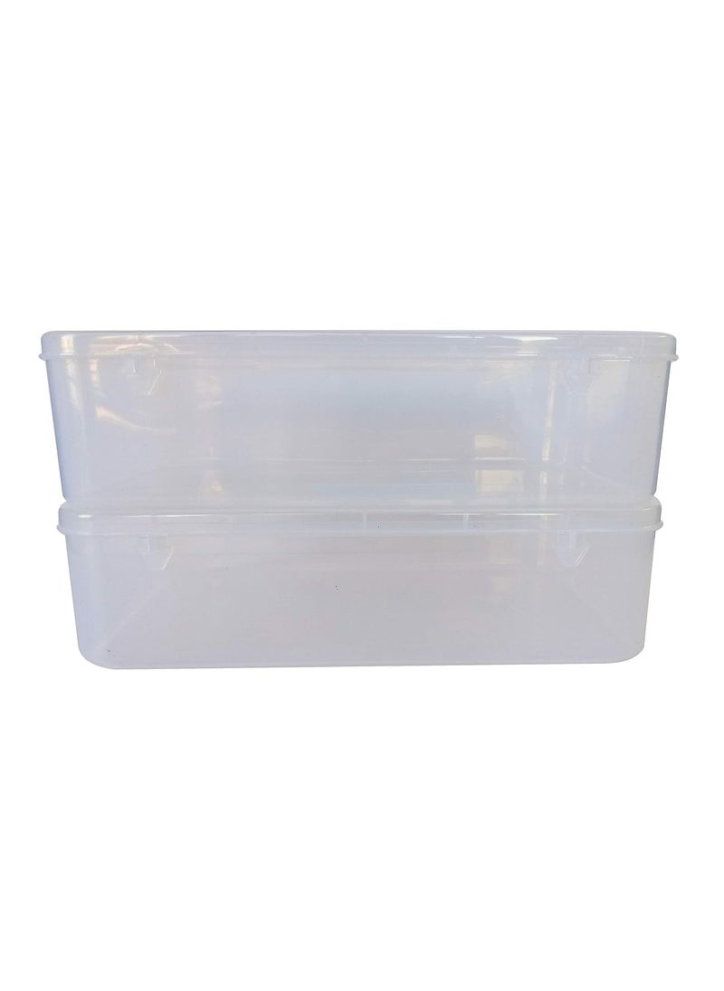 Feliz Clear Plastic Extra Large Storage Boxes Set of 2 Size 365 x 22 x 10 cm Transparent Rectangular