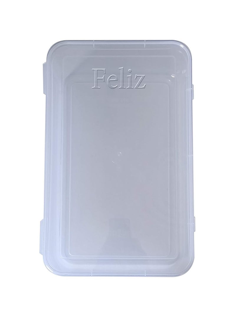 Feliz Clear Plastic Extra Large Storage Boxes Set of 2 Size 365 x 22 x 10 cm Transparent Rectangular