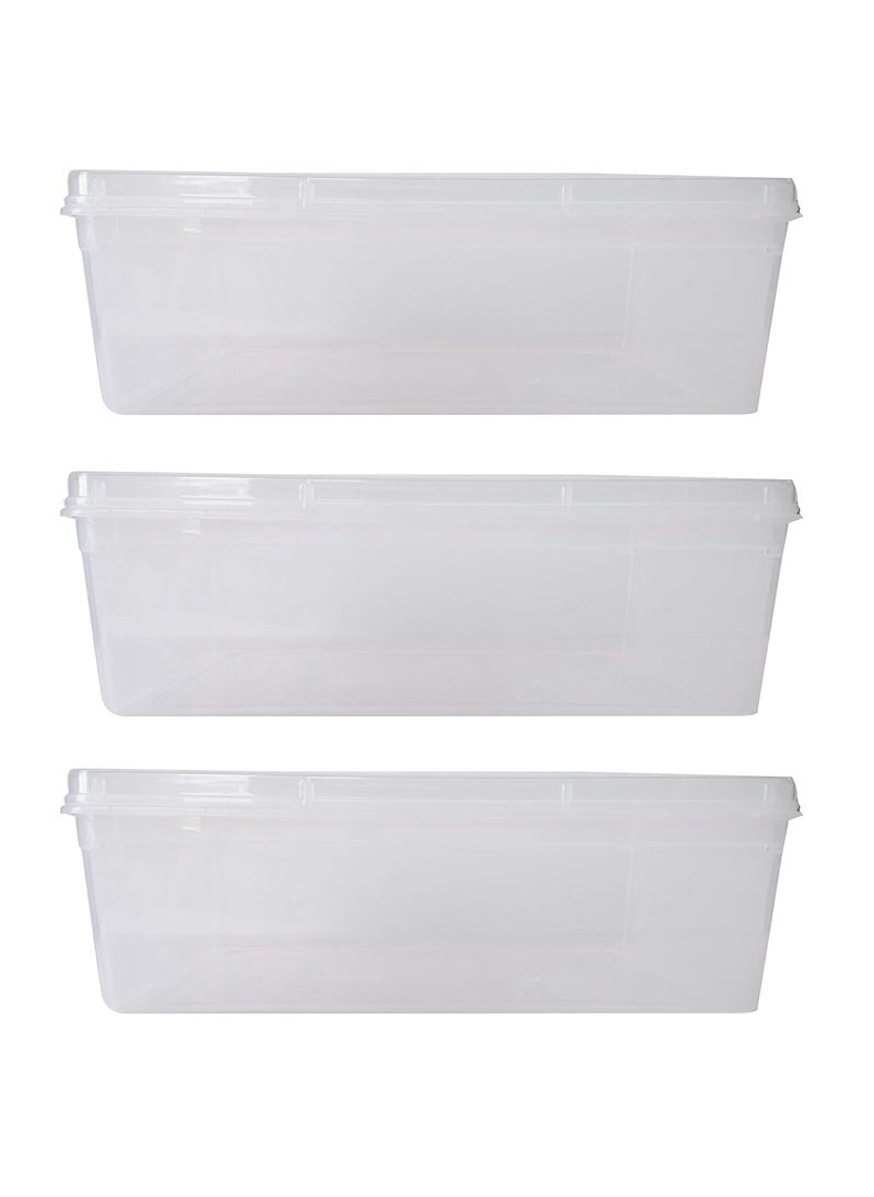 Feliz Clear Plastic Extra Large Storage Boxes Size 15x10x5 inches Fully detachable lid Set of 3