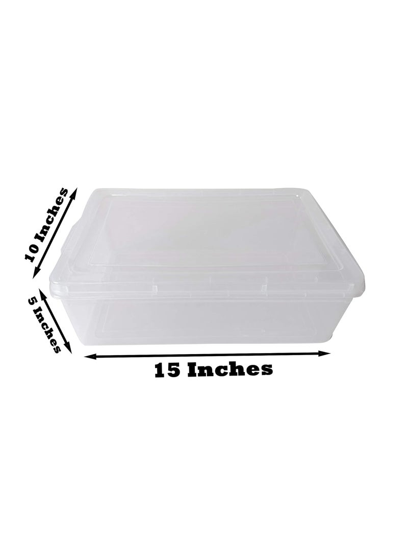 Feliz Clear Plastic Extra Large Storage Boxes Size 15x10x5 inches Fully detachable lid Set of 3