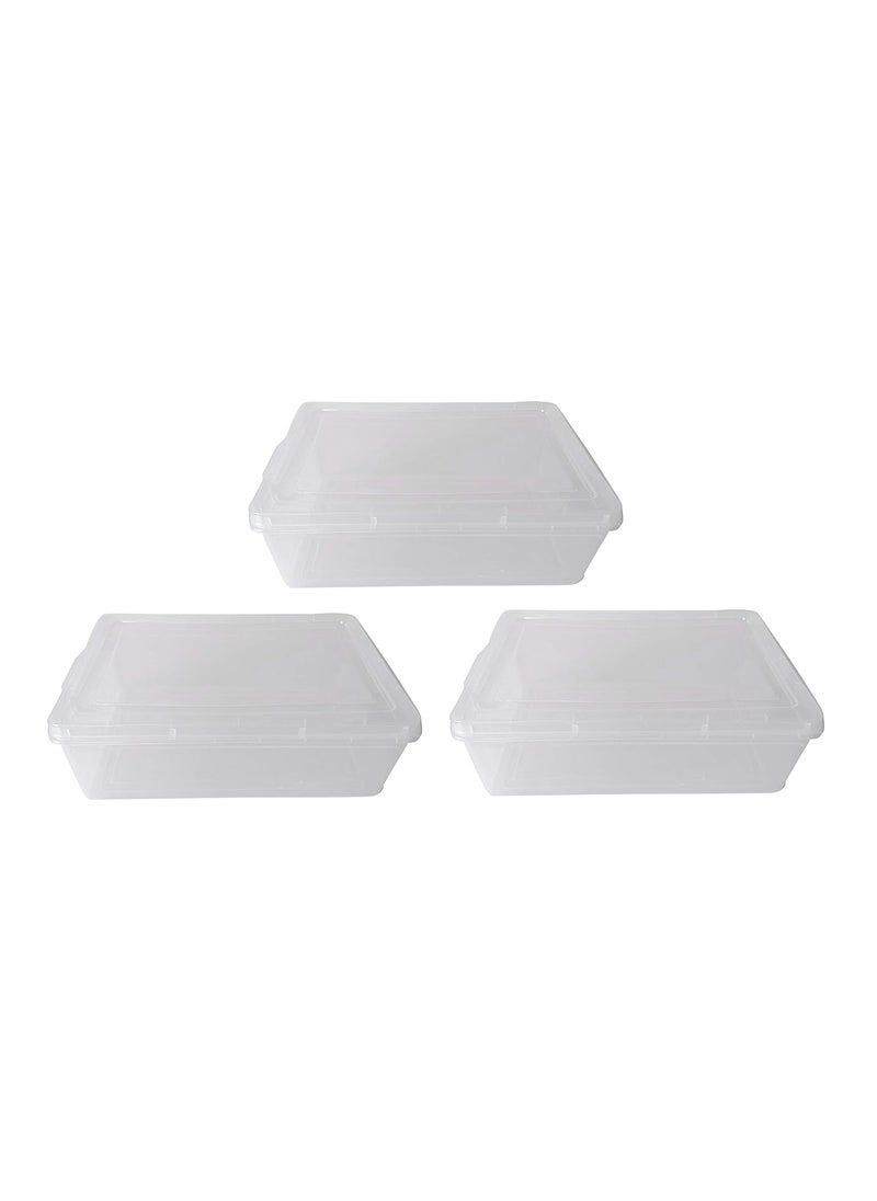 Feliz Clear Plastic Extra Large Storage Boxes Size 15x10x5 inches Fully detachable lid Set of 3