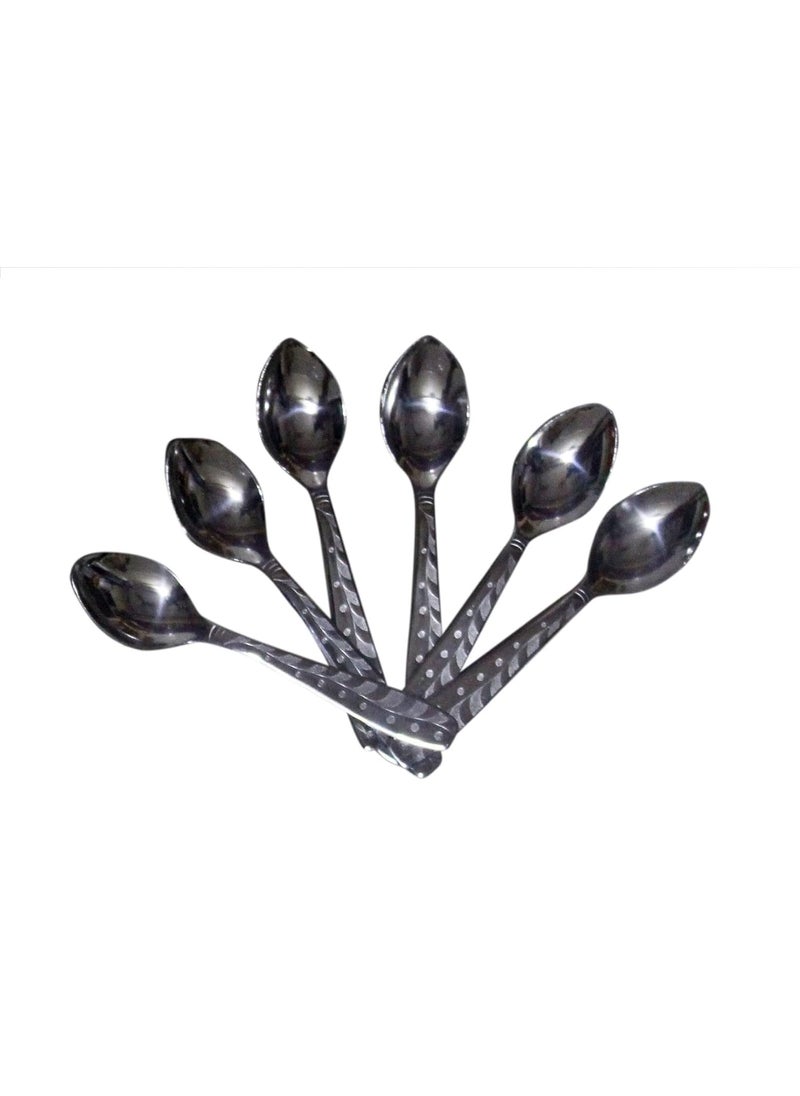 Dynore Stainless Steel 3 in 1 Three Compartment NastaSnacksKids Nasta PlatePartition Plate with Spoons Set of 12