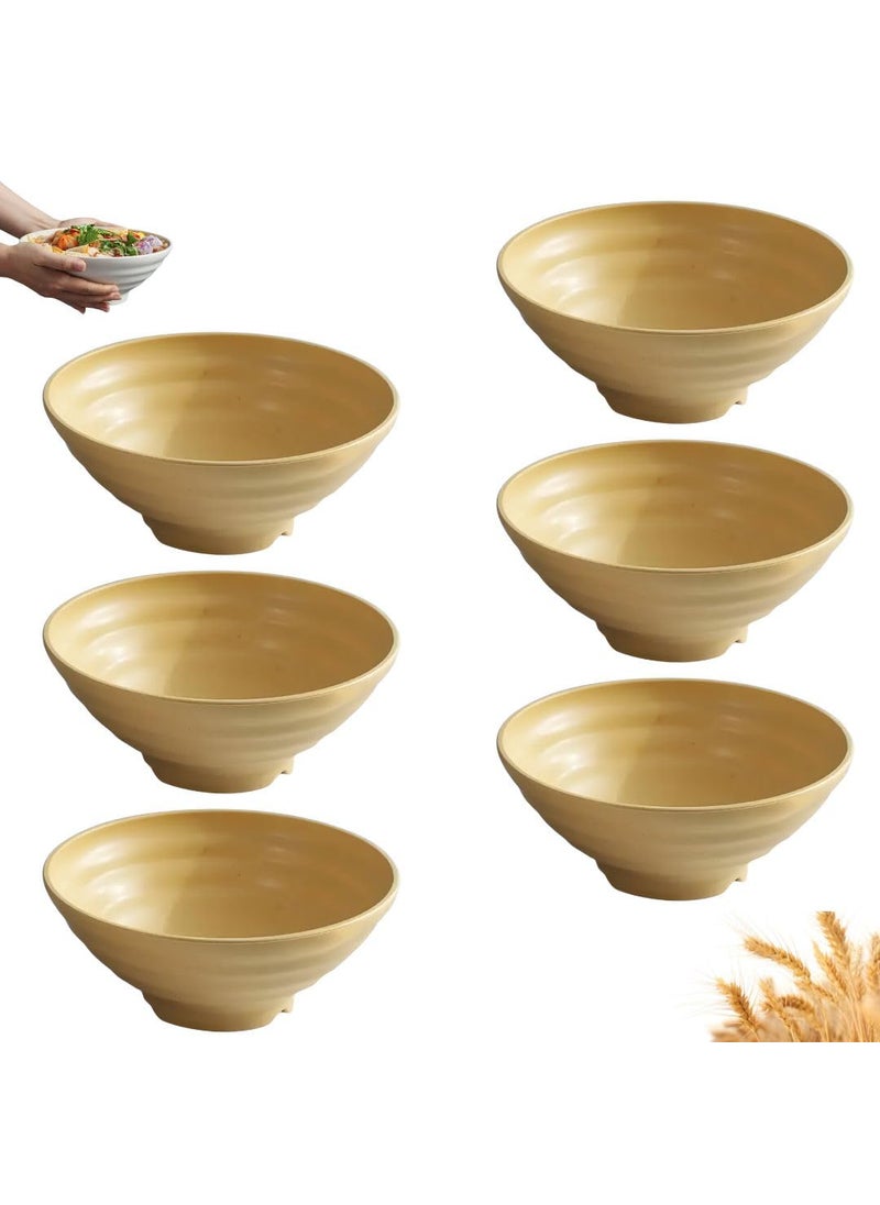 HETSHIV Wheat Straw Bowl Sets 6 PCS Unbreakable 1900ml Cereal Bowls Dinner Bowl Sets NonToxin Dishwasher Microwave Safe BPA Free and Healthy for Kids Children Toddler Adult Color Yellow