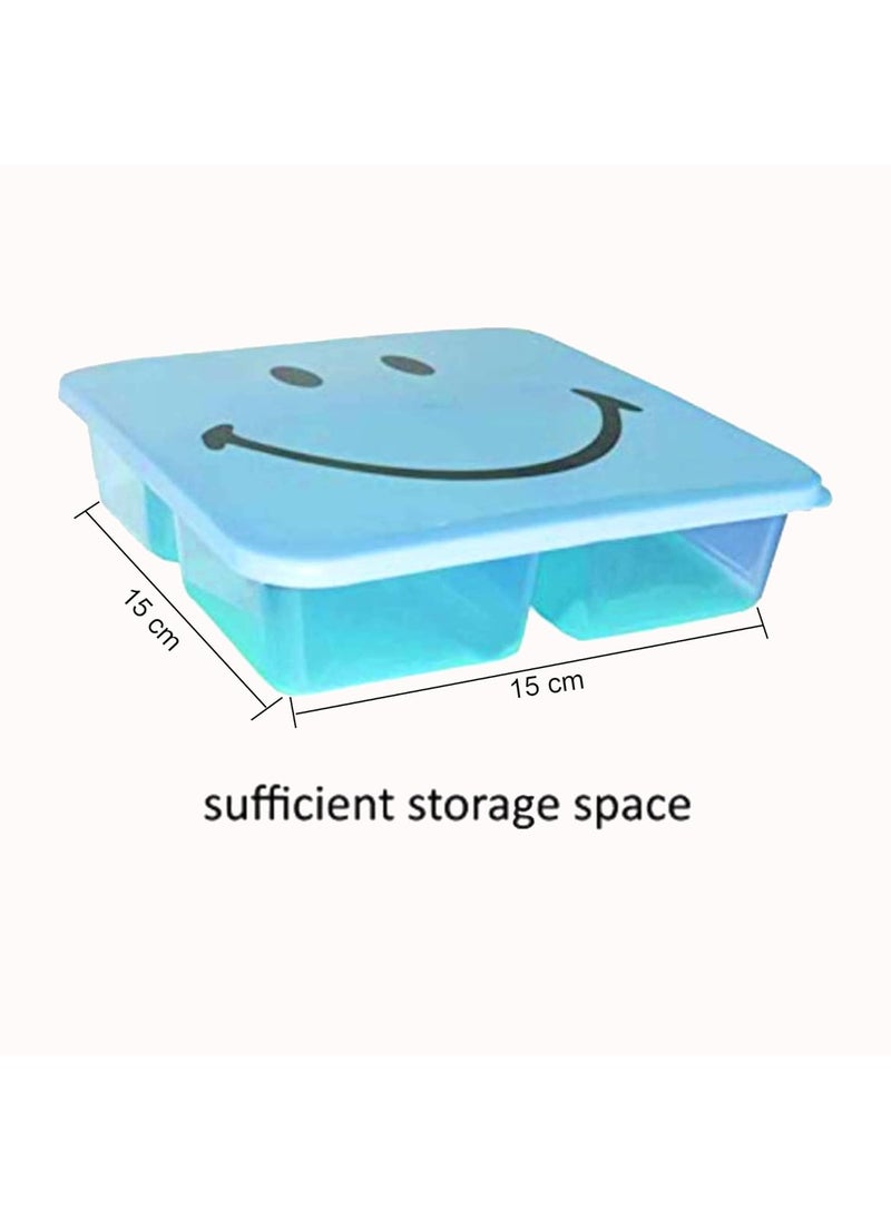 ShubhKraft Return Gifts Goodday Lunch box for Kids Birthday Party with 3 Compartment Plastic Lunch Box Tiffin Set Food Saver Organizer with Spoon Fork Set in Bulk Gifts for Girls Boys Pack of 6 Multicolor