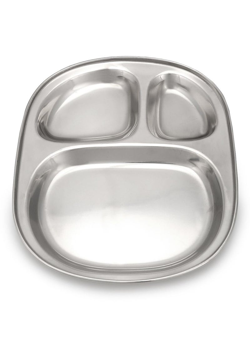 Dynore Stainless Steel 3 in 1 Three Compartment NastaSnacksKids Nasta PlatePartition Plate Set of 6