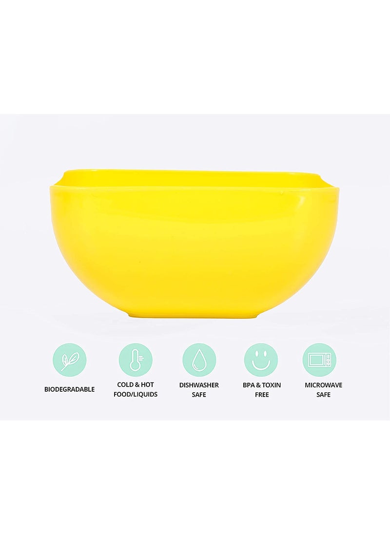 QUALIZA Plastic Unbreakable Colorful Microwave Safe Cooking Mixing and Serving Bowls Set for CakeFoodSnacksDry Fruits Freezer Safe for Kitchen Square 1500 ml Each