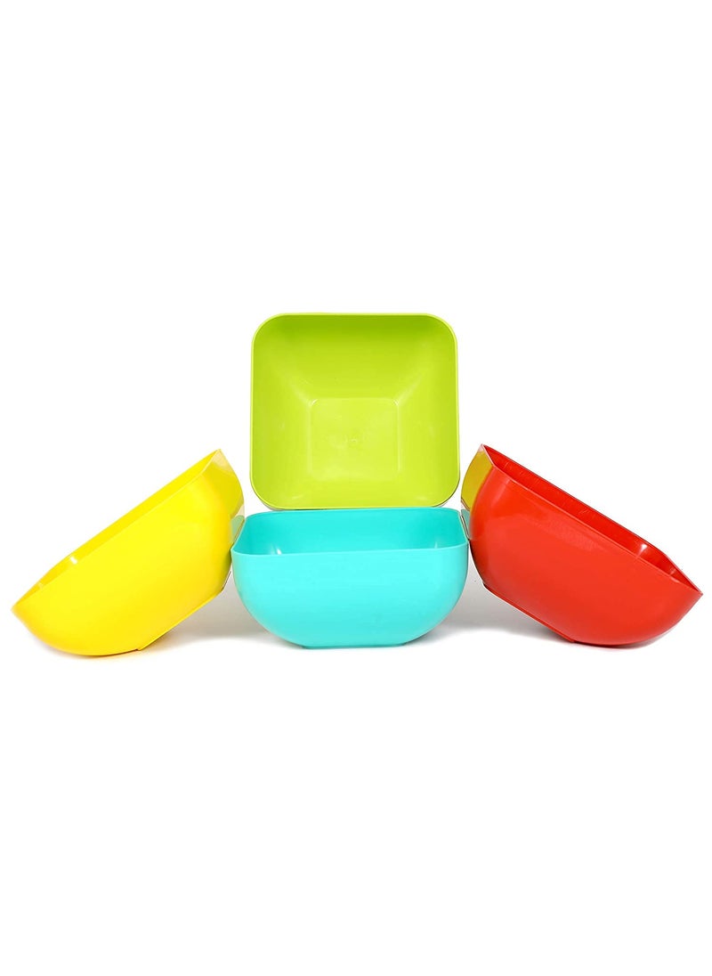 QUALIZA Plastic Unbreakable Colorful Microwave Safe Cooking Mixing and Serving Bowls Set for CakeFoodSnacksDry Fruits Freezer Safe for Kitchen Square 1500 ml Each
