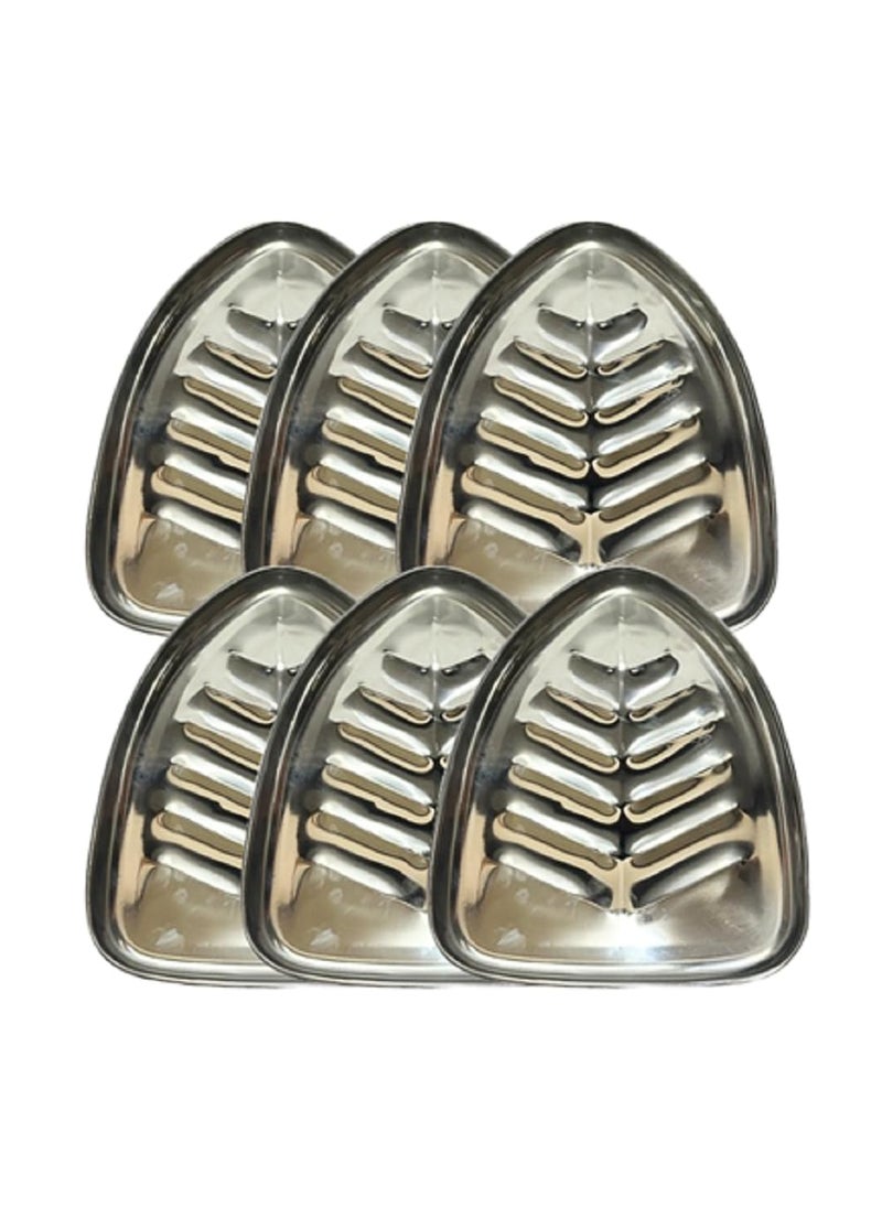 Dynore Stainless Steel 6 Piece Banana Leaf Shape Snack PlateNasta Plate for Kids and Every Day Use for Serving