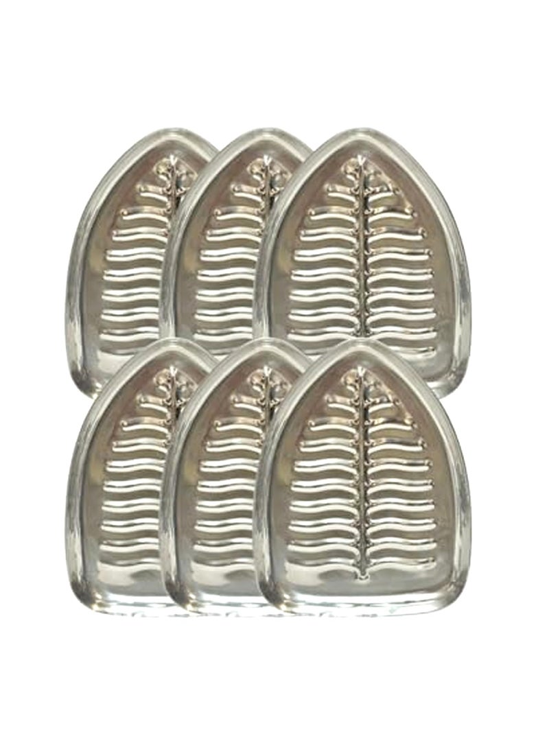 Dynore Stainless Steel 6 Piece Banana Leaf Shape Snack PlateNasta Plate for Kids and Every Day Use for Serving