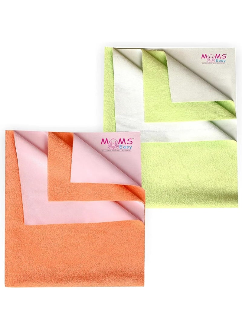 MOMSEASY New Born Baby Waterproof Bedsheet Oil Cloth Waterproof Baby Baby Drysheet with Ultra Absorbance and Small Baby Products All ComboPeach Green Large 140x100 cm