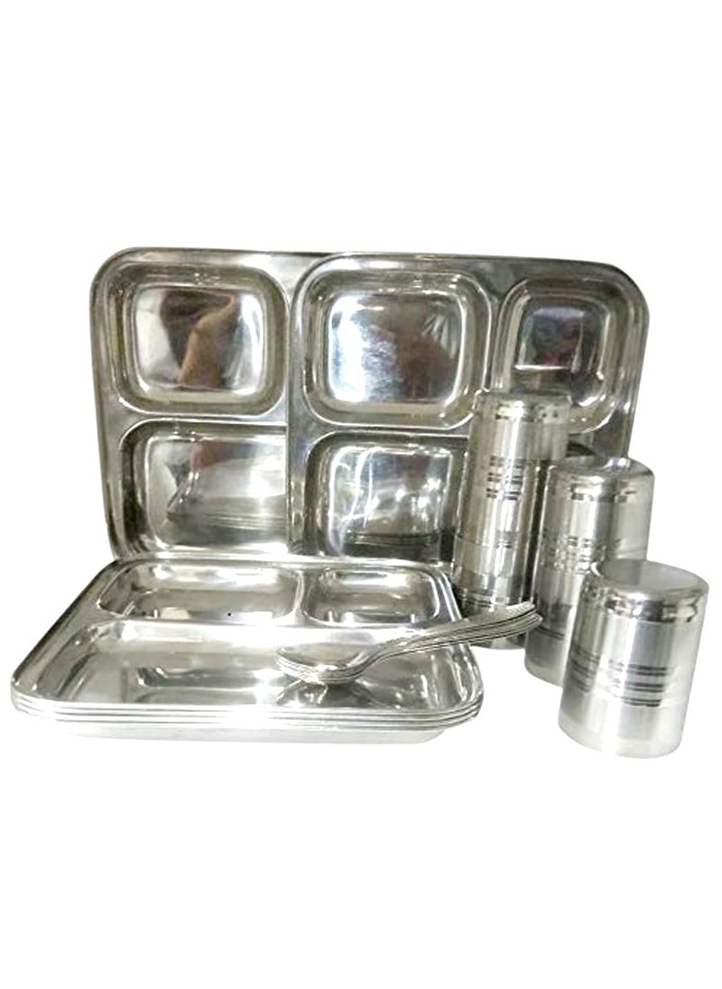 Dynore 18 pcs Stainless Pav bhaji Plate Dinner Set