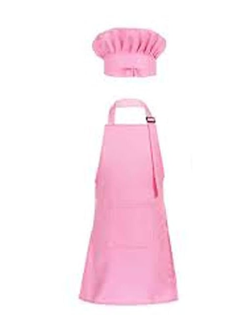 CHRISLEY ENTERPRISES Pink baby chef apron and cap hef hat childs adjustable aprons and chef hat kitchen bib aprons with 1 pockets for boy girls kitchen cooking pink color