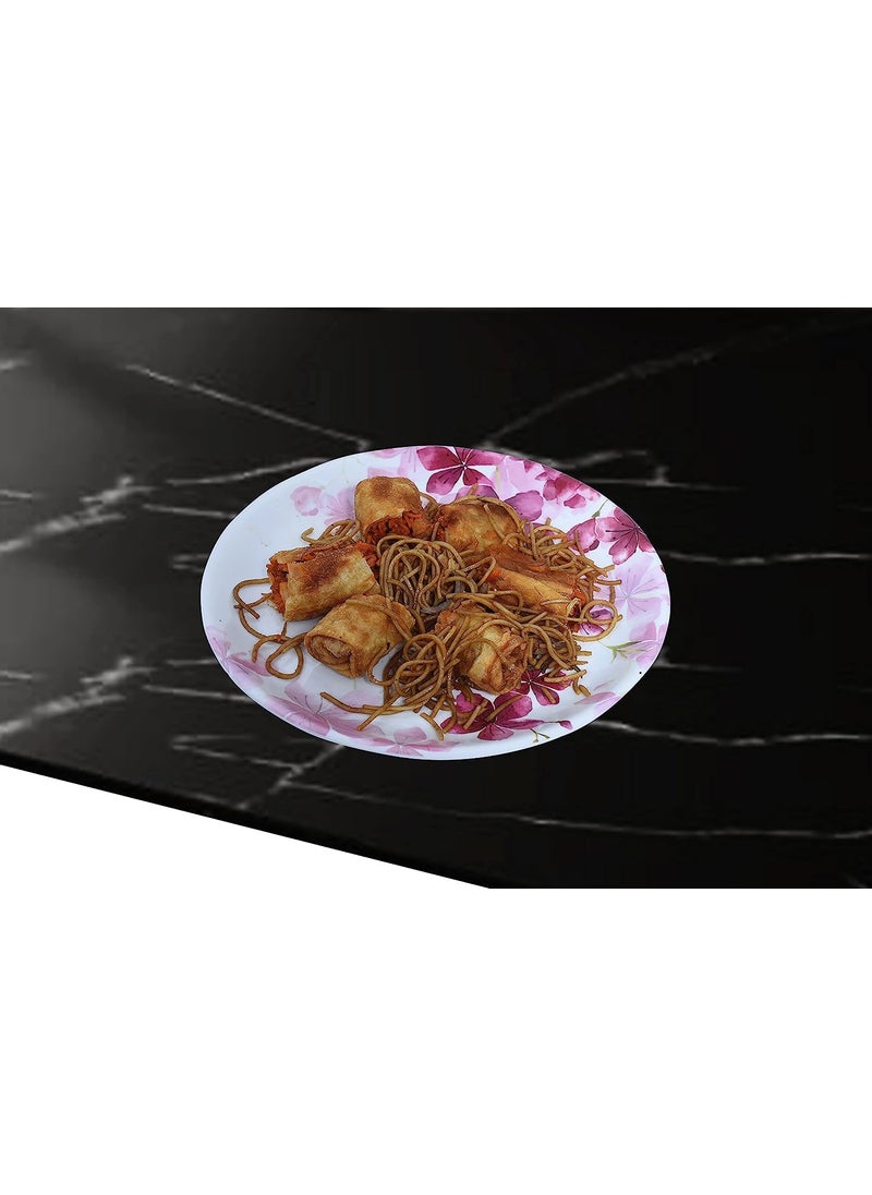 DRIZLING Melamine Round Premium Starter Floral Printed Dinner White Plates Set of 6 Size 10Inches Design12