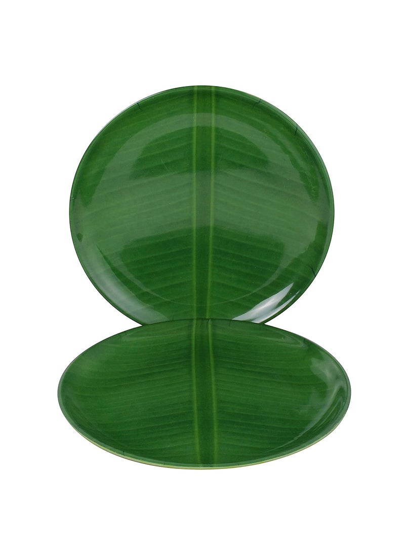 DRIZLING 10 Inch Dishwasher Safe Melamine Printed Bamboo Style Full Size Round DinnerLunchParty Plates Set of 6