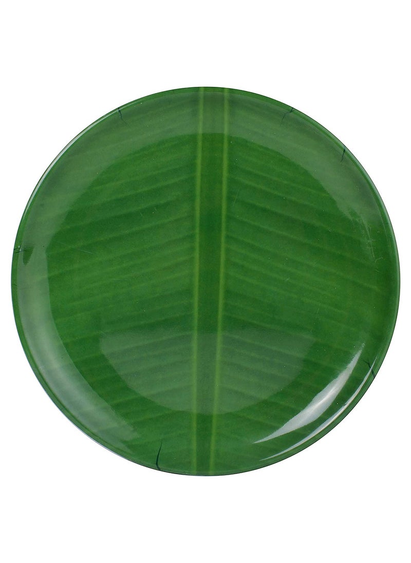DRIZLING 10 Inch Dishwasher Safe Melamine Printed Bamboo Style Full Size Round DinnerLunchParty Plates Set of 6