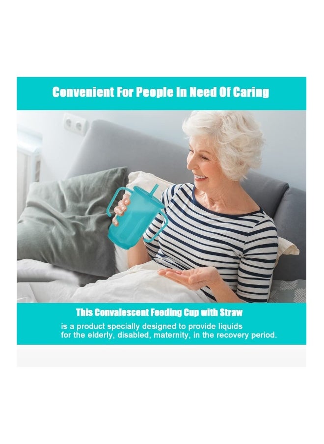 Drinking Beaker Cup, for Disabled Adults, Convalescent No Spill Feeding Cup with Straw for Elderly Maternity Drink Water Porridge Soup 350ml, Can Heat or Freeze, for Water, Porridge, Soup(1 Pack)