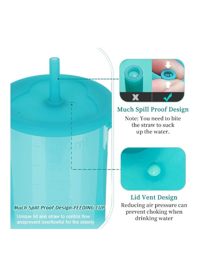 Drinking Beaker Cup, for Disabled Adults, Convalescent No Spill Feeding Cup with Straw for Elderly Maternity Drink Water Porridge Soup 350ml, Can Heat or Freeze, for Water, Porridge, Soup(1 Pack)