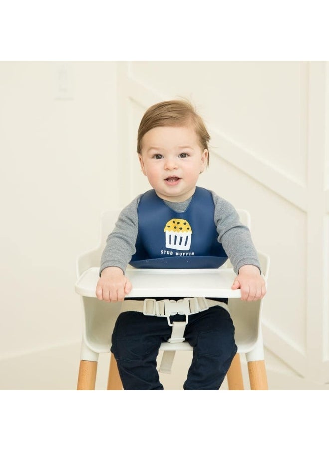 BELLA TUNNO Wonder Bib - Adjustable Silicone Baby Bibs for Boys, Durable and Waterproof BPA Free Silicone, Stud Muffin