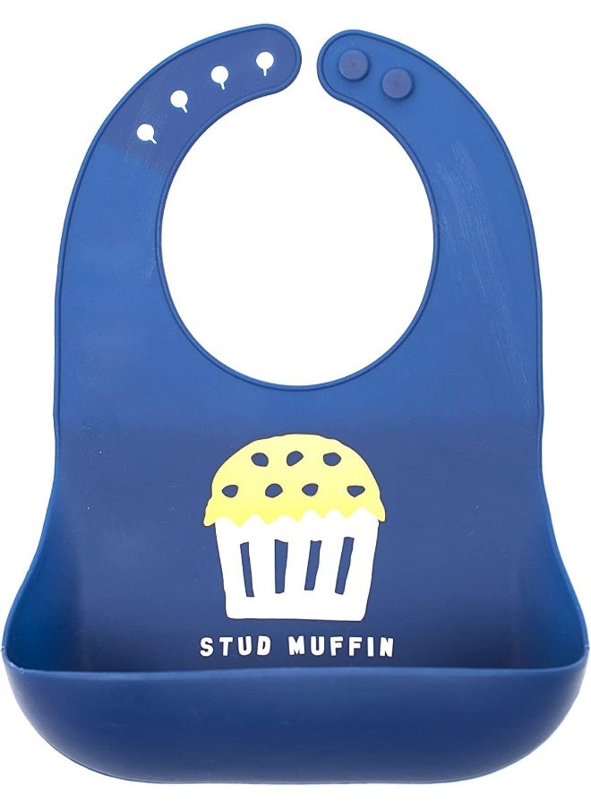 BELLA TUNNO Wonder Bib - Adjustable Silicone Baby Bibs for Boys, Durable and Waterproof BPA Free Silicone, Stud Muffin