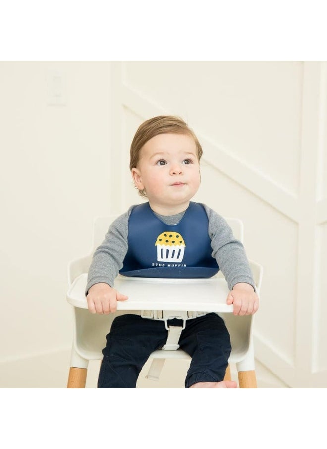 BELLA TUNNO Wonder Bib - Adjustable Silicone Baby Bibs for Boys, Durable and Waterproof BPA Free Silicone, Stud Muffin