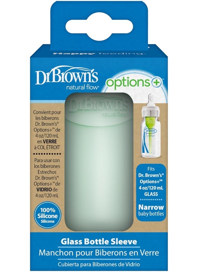 Dr. Brown’s Natural Flow® Options+™ Glass Baby Bottle Sleeves, 100% Silicone, 4 oz, Narrow, Mint