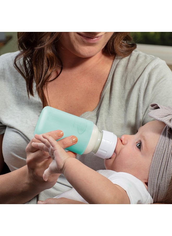 Dr. Brown’s Natural Flow® Options+™ Glass Baby Bottle Sleeves, 100% Silicone, 4 oz, Narrow, Mint