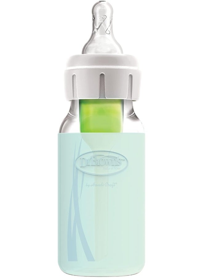 Dr. Brown’s Natural Flow® Options+™ Glass Baby Bottle Sleeves, 100% Silicone, 4 oz, Narrow, Mint