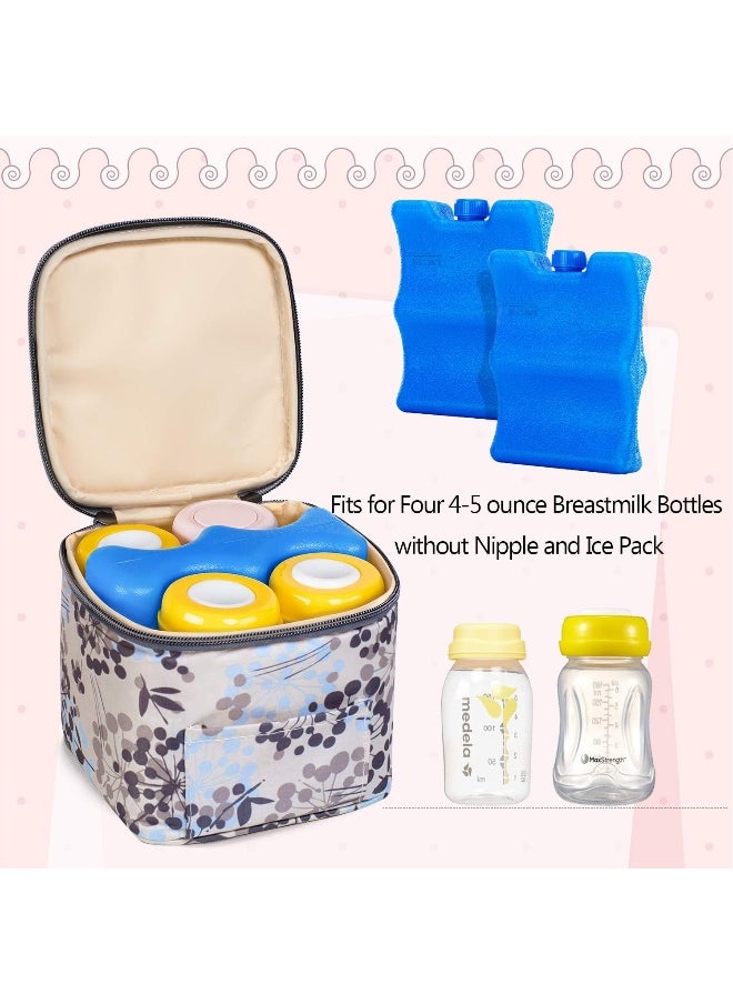Teamoy Breastmilk Cooler Bag with Ice Pack, Baby Bottles Bag for up to 4 Large 5 Ounce Bottles Without