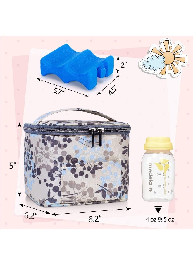 Teamoy Breastmilk Cooler Bag with Ice Pack, Baby Bottles Bag for up to 4 Large 5 Ounce Bottles Without