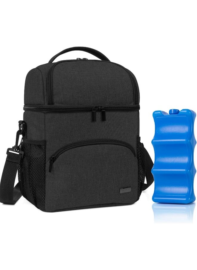 Teamoy Double Layer Breastmilk Cooler Bag with Ice Pack, Travel Baby Bottle Cooler Bag Tote Up to 6 Large 9 Ounce Bottles