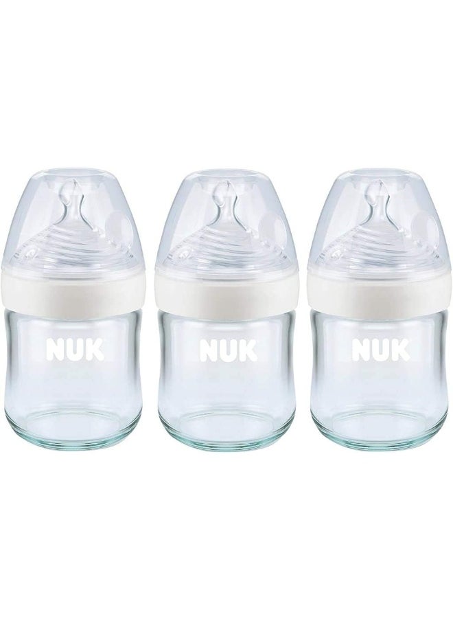 NUK Simply Natural Glass Baby Bottles, 4 oz, 3 Pack