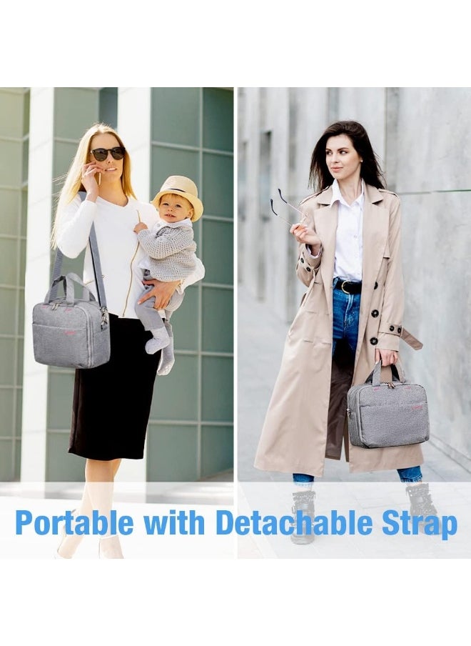 Lekebaby Breast Milk Cooler Bag with Contoured Ice Pack Fits 6 Breastmilk Baby Bottles Cooler Tote Bag for Nursing Mothers, Grey