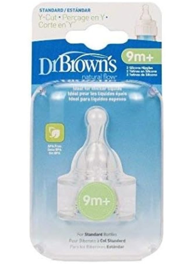 Dr. Brown's Unisex Baby Natural Flow Standard Silicone Y-cut Nipples - 4 Nipples