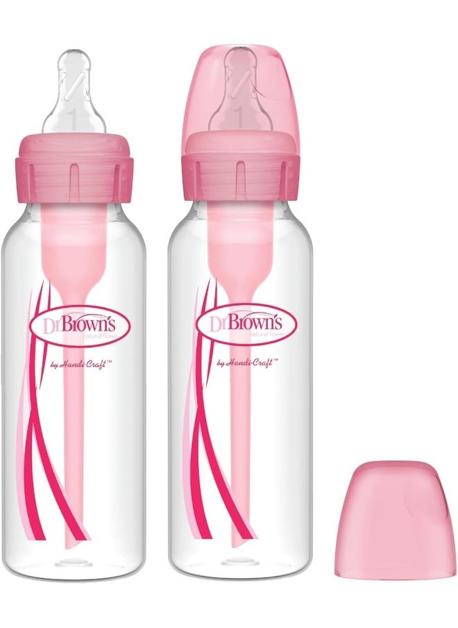 Dr. Brown's Pink 8 Ounce Bottles (2 Pack)