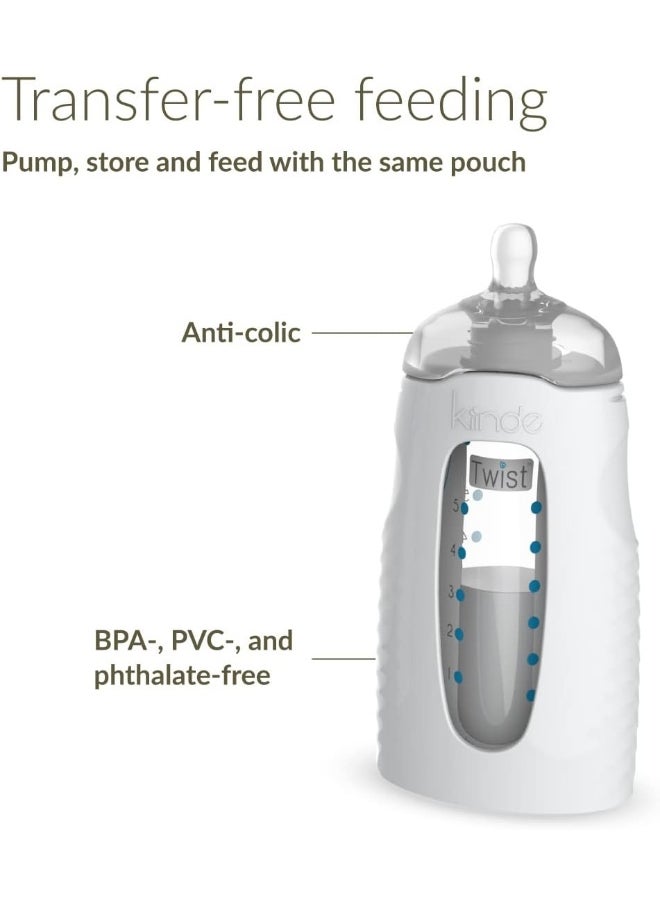 Kiinde Twist Squeeze Natural Baby Breast Milk Feeding Bottle with and Case (2 Pack)
