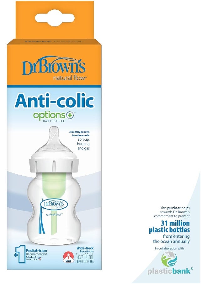 Dr. Brown's Options+ Wide-Neck Baby Bottle, 5 Ounce